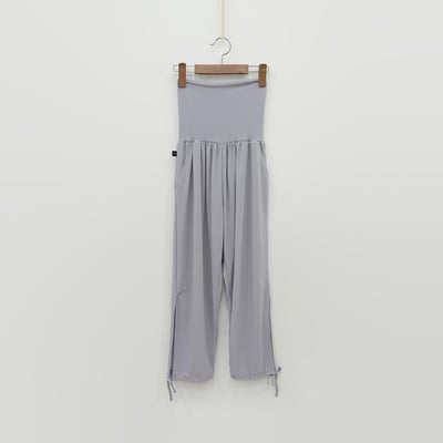 【6色】Sohamsoham 瑜珈側開岔綁帶束腳寬褲 雪白灰 SOH001GRY6