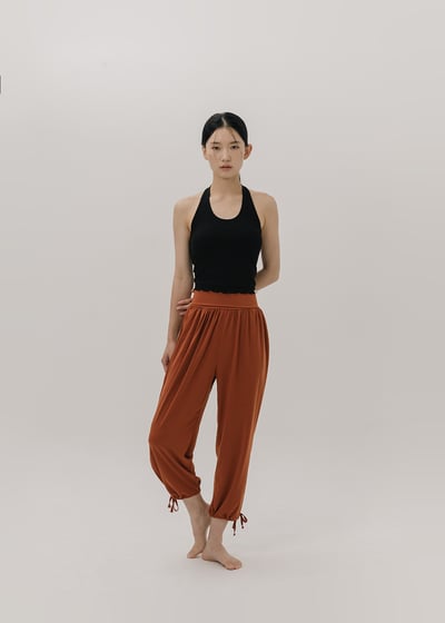 【6色】Sohamsoham 瑜珈側開岔綁帶束腳寬褲 磚紅色 SOH001BRK7