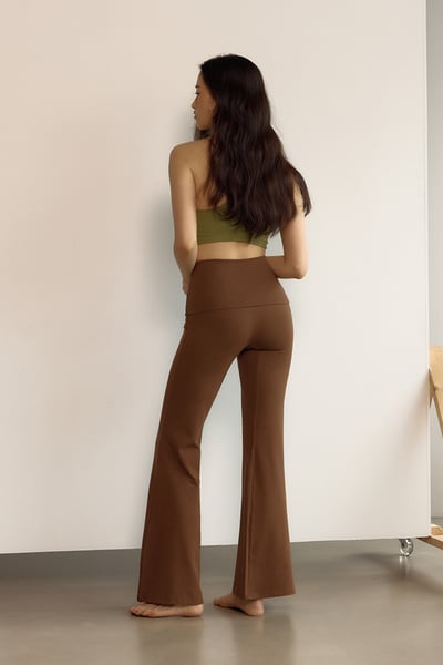 【熱銷】Dhyani 超高腰靴型喇叭褲 棕色 CON092BRN