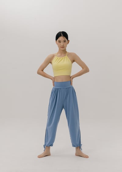 Sohamsoham 瑜珈抽皺造型胸墊短背心 黃色 SOH002YEL5