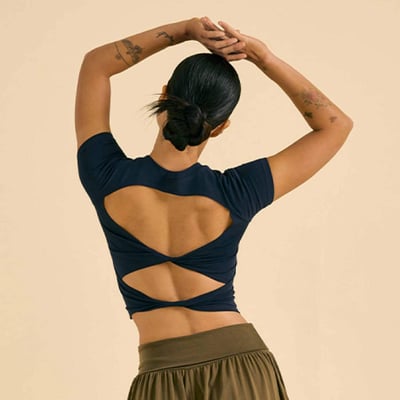 【熱銷】Dhyani 扭結胸墊短T恤 深海藍 CON094NAV1