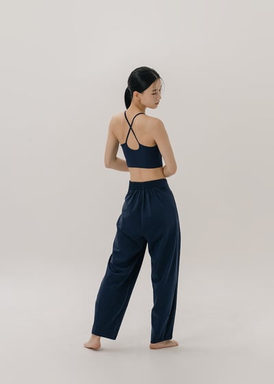 【2色】Sohamsoham 瑜珈扭結直筒收腳褲 海軍藍 SOH004NAV