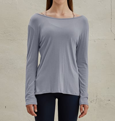 【熱銷】Conchwear 瑜珈兩穿長袖罩衫 霧霾藍 CON048BLU5