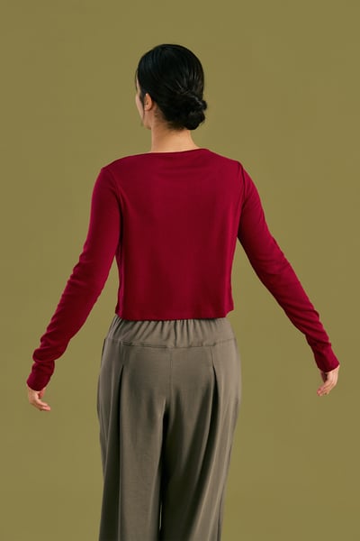 Dhyani 開襟長袖罩衫 紅色 CON124RED4