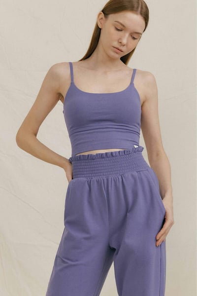 Front2line 彈力棉 瑜珈胸墊短背心 藍紫色5