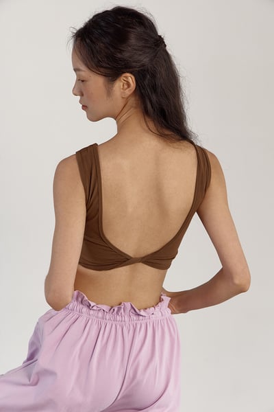 【熱銷】Dhyani 修習瑜珈胸墊短背心 栗子棕 CON016BRN2