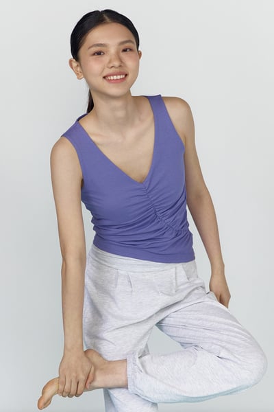 Dhyani 瑜珈優雅抽皺胸墊背心 紫色 CON115PUR3