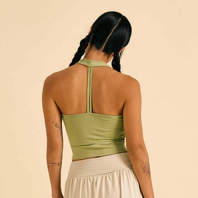 Dhyani V領線條胸墊背心 淺綠色 CON135GRN1