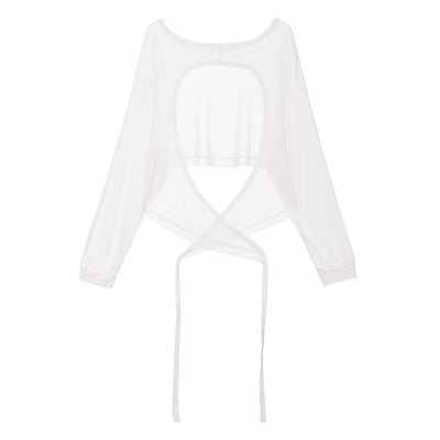 Dhyani 面紗造型綁帶長袖罩衫 白色 CON140WHT7