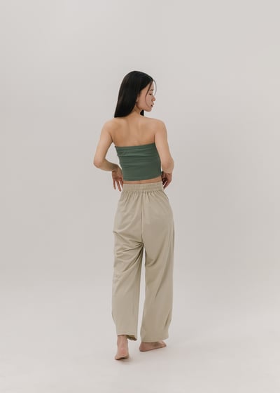 【2色】Sohamsoham 瑜珈扭結直筒收腳褲 象牙白 SOH004IVY