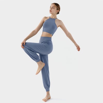 【熱銷】Conchwear 幕斯棉 瑜珈小寬鬆款束腳寬褲 繡球花藍 CON033BLU1