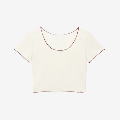 Dhyani 瑜珈合身紅邊短罩衫 白色 CON120WHT5