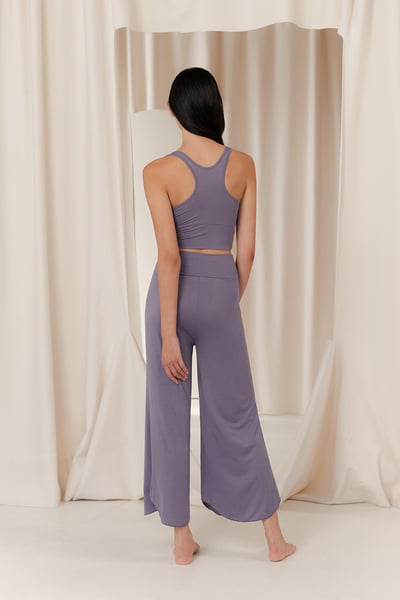 Front2line 輕薄絲 抽皺瑜珈胸墊短背心 灰紫色7