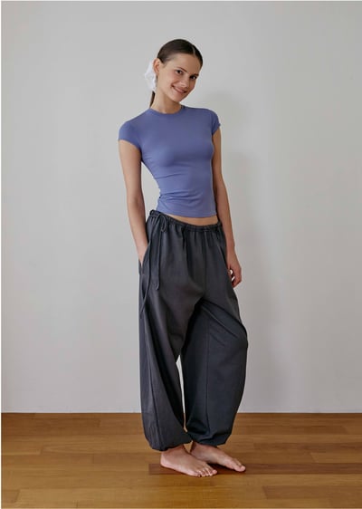 Conchwear 抽繩造型束腳寬褲 木炭灰 CON134CHC3