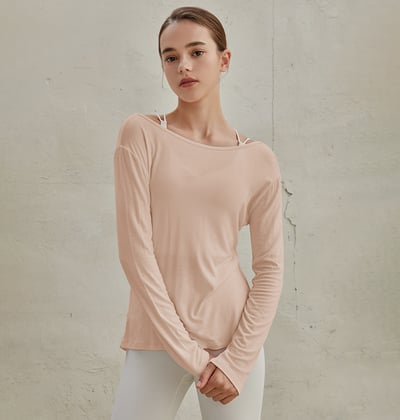 【熱銷】Conchwear 瑜珈兩穿長袖罩衫 淺粉色 CON048PNK2