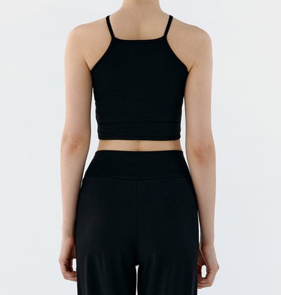 Conchwear 幕斯棉 瑜珈吊帶胸墊短背心 經典黑 CON032BLK6