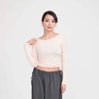 【熱銷】Conchwear 瑜珈兩穿長袖罩衫 淺粉色 CON048PNK1