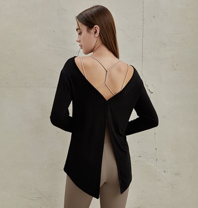 【熱銷】Conchwear 瑜珈兩穿長袖罩衫 黑色 CON048BLK3