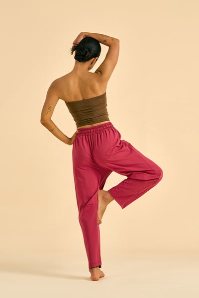 【熱銷】Dhyani 瑜珈口袋寬鬆九分褲 櫻桃紅 CON066RED3