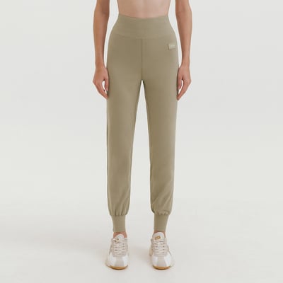 Front2line 天然棉 瑜珈合身款束腳寬褲 卡其綠 FCWFPT029KHA1