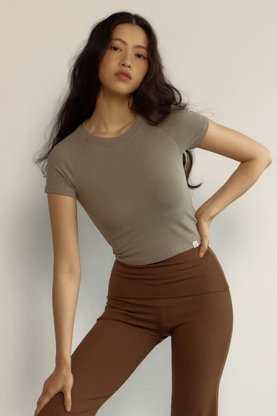 【熱銷】Dhyani 扭結胸墊短T恤 石灰色 CON094GRY4