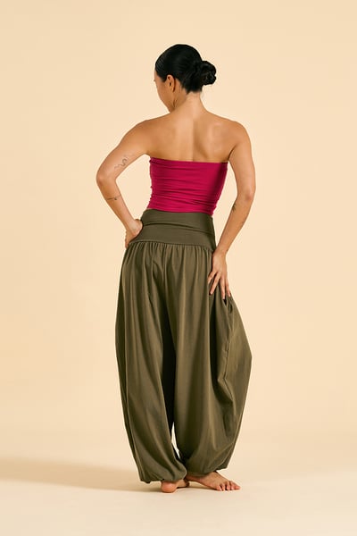 Dhyani 流動束腳氣球寬褲 墨綠 CON136GRN