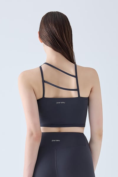 Parsley Allay 後斜線造型胸墊短背心 月光藍 各類運動適用 P23BR011NAV