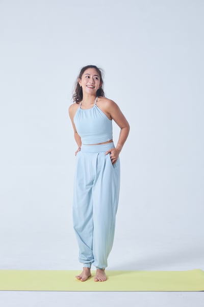 Sohamsoham 瑜珈抽皺造型胸墊短背心 天空藍 SOH002BLU5