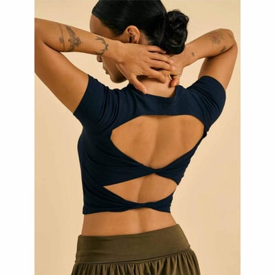 【熱銷】Dhyani 扭結胸墊短T恤 深海藍 CON094NAV1