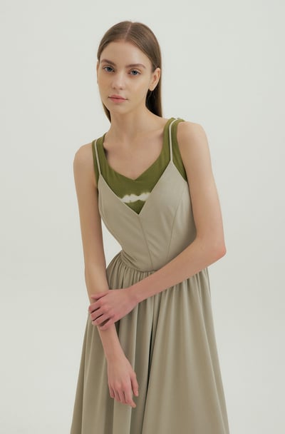 Front2line 瑜珈吊帶闊版長寬褲 卡其綠 FCWSJS003SKK8