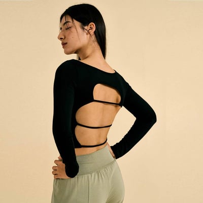 Dhyani 智慧胸墊長袖上衣 黑色 CON138BLK1