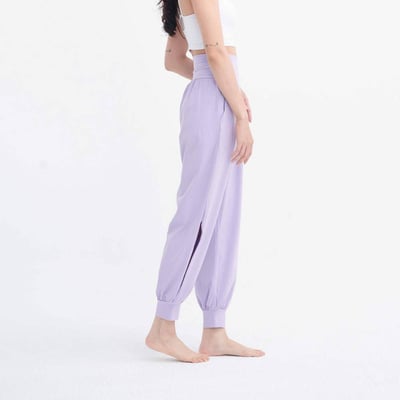 Happy yogi studio 瑜珈側開岔束腳寬褲 薰衣草紫 HYS002LAV