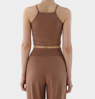 Conchwear 幕斯棉 瑜珈吊帶胸墊短背心 粉磚啡 CON032BRN6