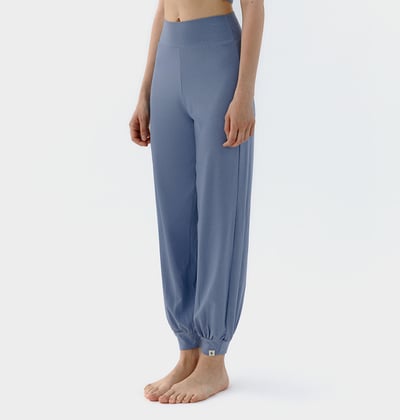 【熱銷】Conchwear 幕斯棉 瑜珈小寬鬆款束腳寬褲 繡球花藍 CON033BLU5