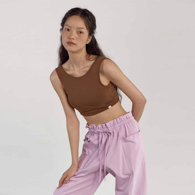 【熱銷】Dhyani 修習瑜珈胸墊短背心 栗子棕 CON016BRN1