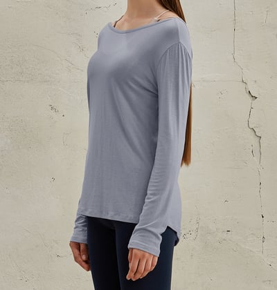 【熱銷】Conchwear 瑜珈兩穿長袖罩衫 霧霾藍 CON048BLU6