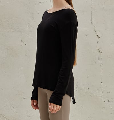 【熱銷】Conchwear 瑜珈兩穿長袖罩衫 黑色 CON048BLK6