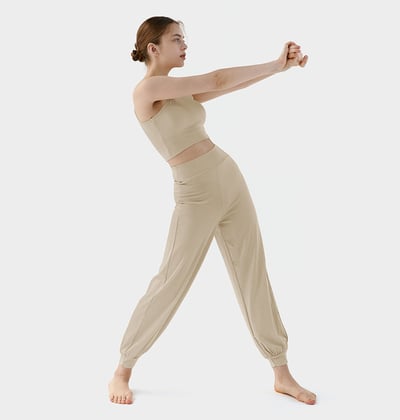 【熱銷】Conchwear 幕斯棉 瑜珈小寬鬆款束腳寬褲 珍珠種子白 CON033IVY