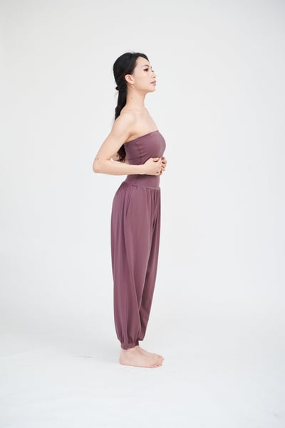 Happy yogi studio 高腰瑜珈束腳寬褲 煙燻紫 HYS007PUR3