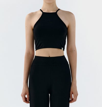 Conchwear 幕斯棉 瑜珈吊帶胸墊短背心 經典黑 CON032BLK4