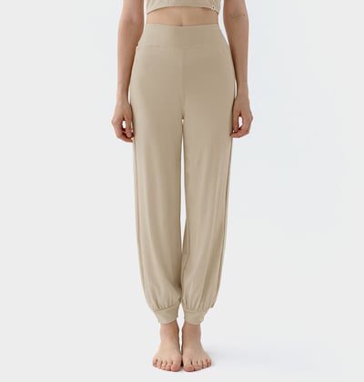 【熱銷】Conchwear 幕斯棉 瑜珈小寬鬆款束腳寬褲 珍珠種子白 CON033IVY