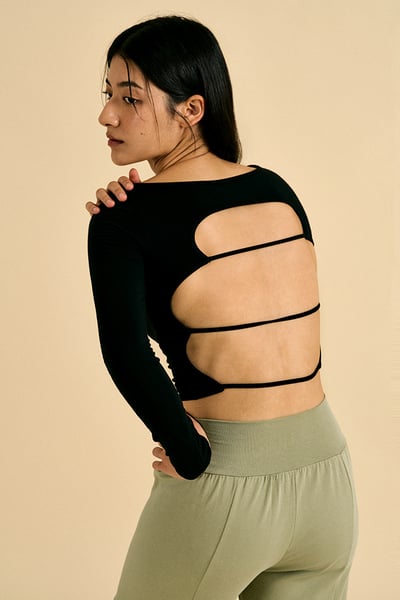 Dhyani 智慧胸墊長袖上衣 黑色 CON138BLK4