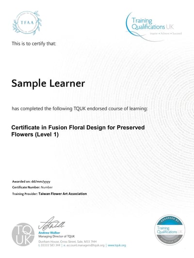 英國TQUK融合式花藝不凋花設計師雙證照課程16