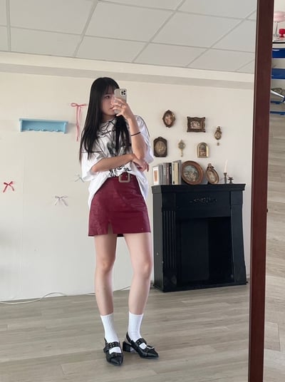 正韓 辣妹騎士率性短裙10