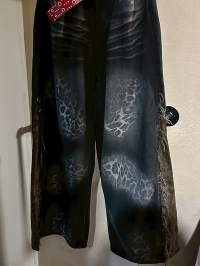 小眾豹紋拼接牛仔褲4