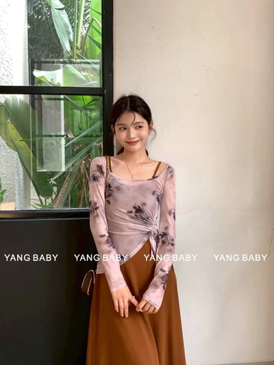 水墨暈染親膚長袖上衣3