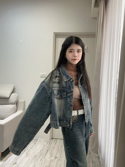 復古刷色刷破重磅牛仔外套5