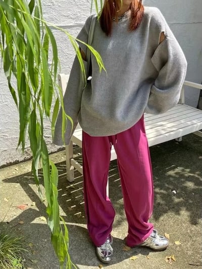 正韓 顯瘦褶皺棉質運動褲1