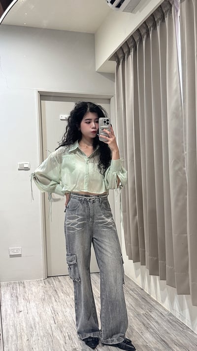 日牌蝴蝶結綁帶罩衫5