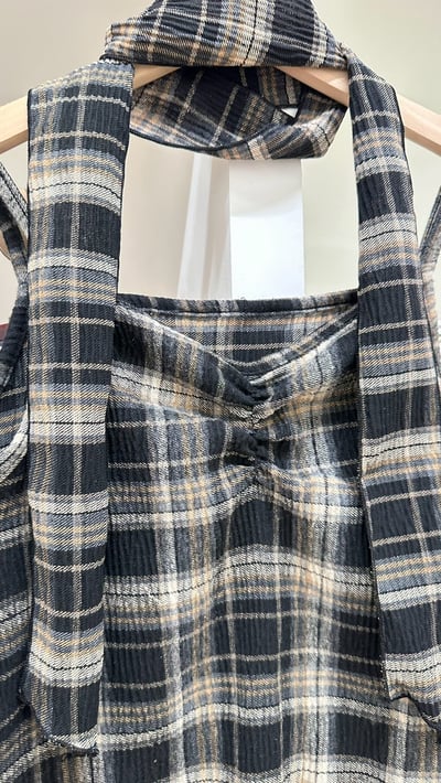 正韓 格紋綁脖吊帶小洋裝10